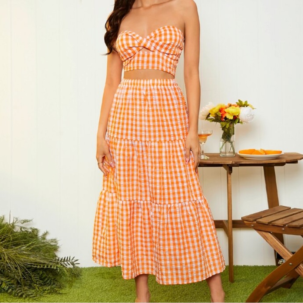 Orange gingham set